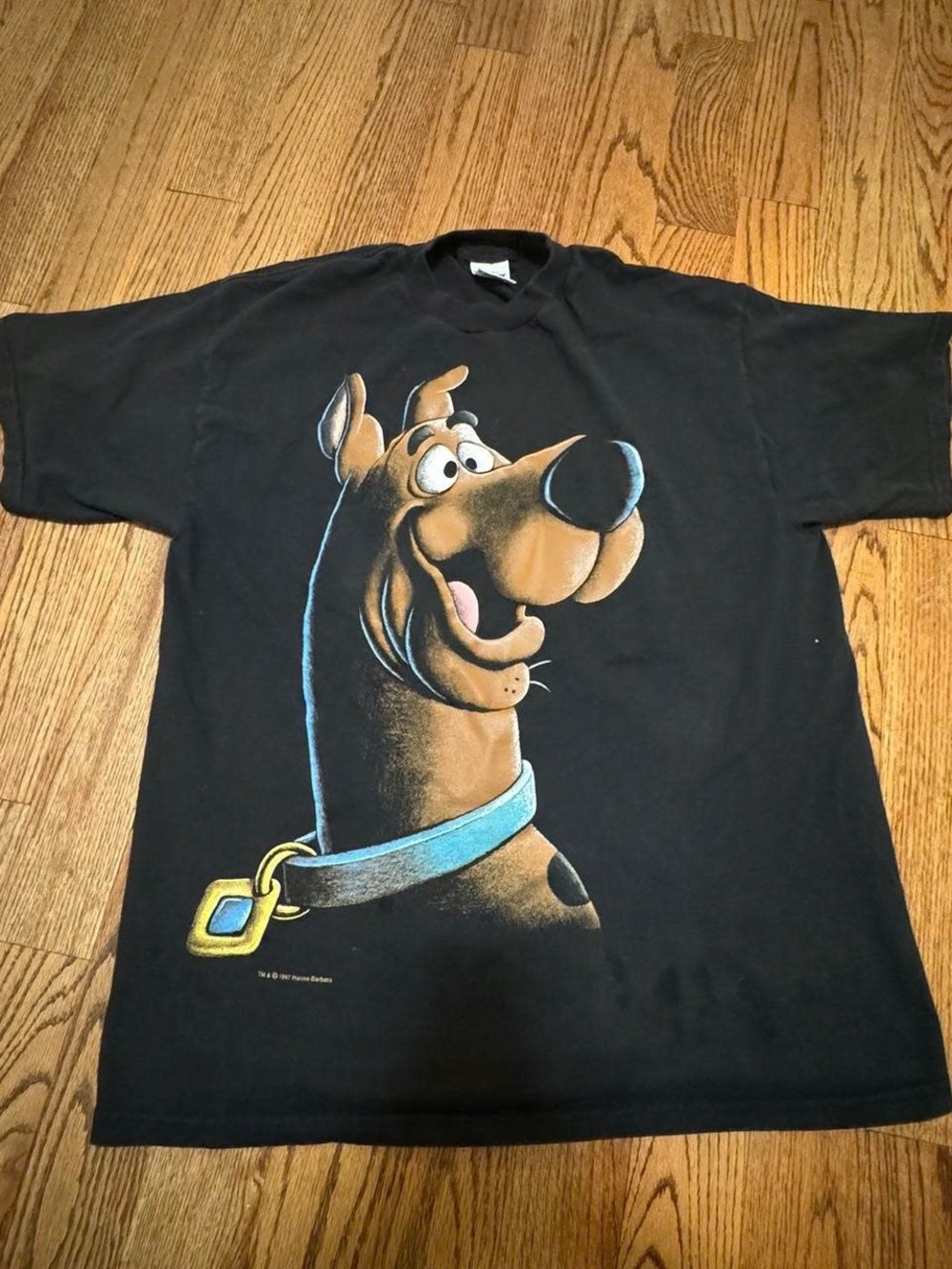 Gildan Black Scooby-Doo Graphic Tee with Blue Collar